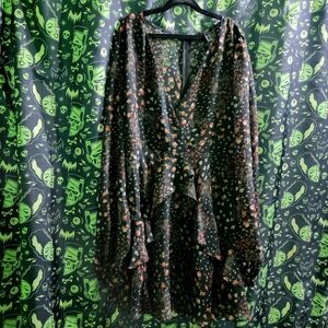 Forever 21 Black Floral Flowy Dress Size Large